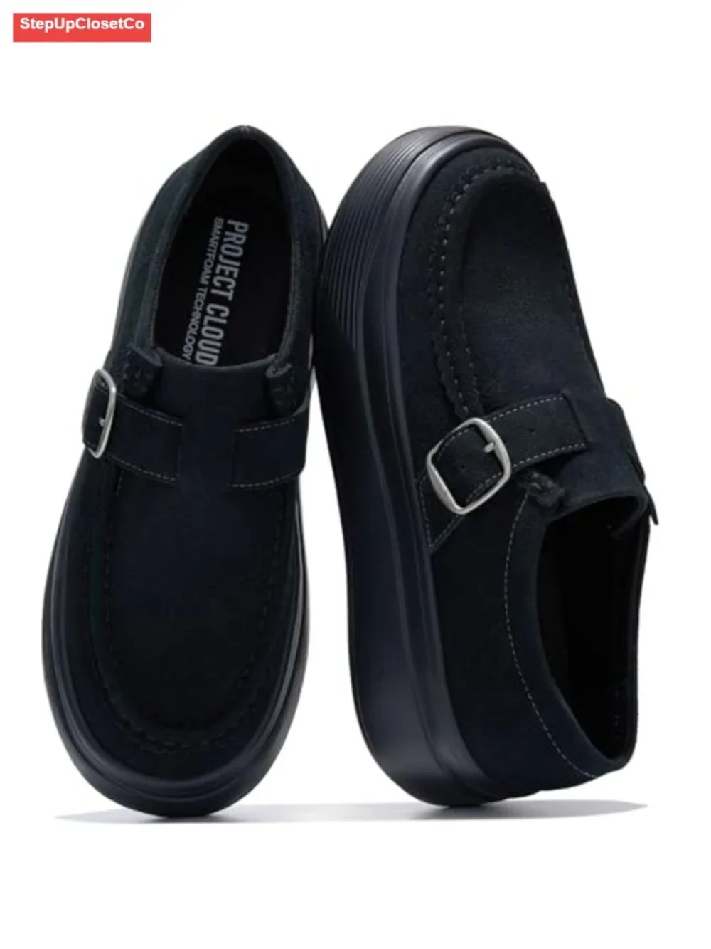 Genuine Suede Platform Loafers for Women - Comfortable Chunky Shoes